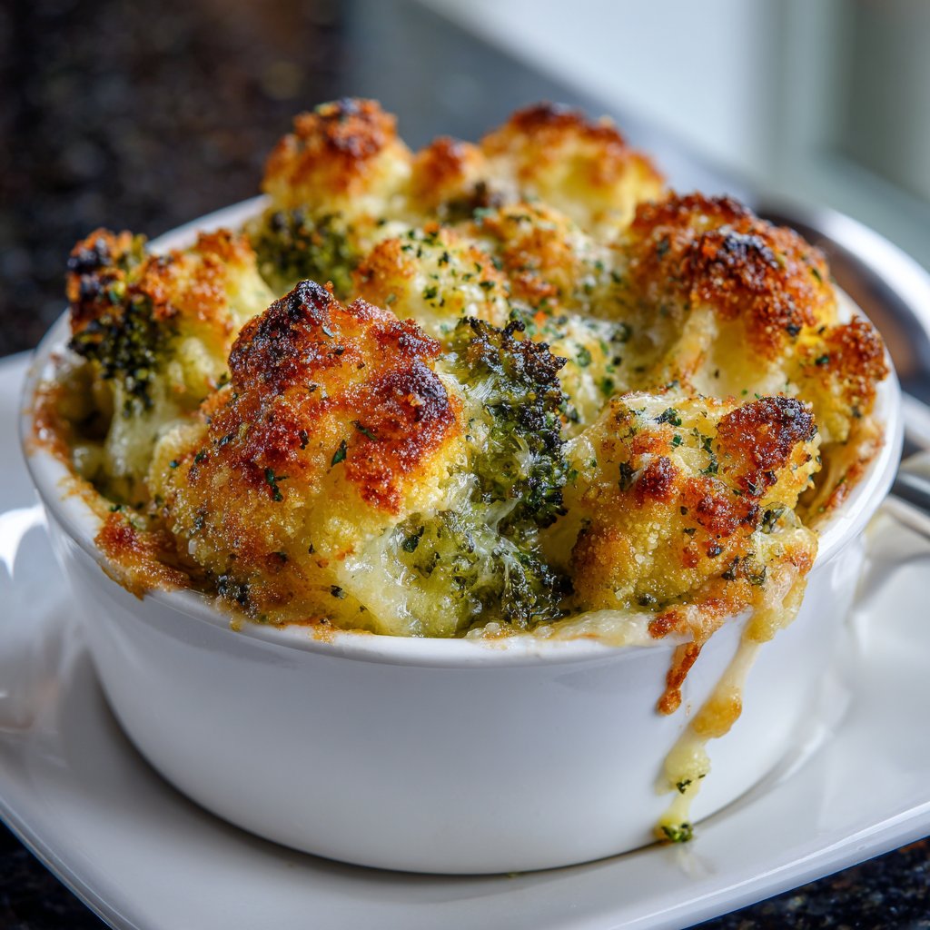 Cheesy Cauliflower and Broccoli Bake