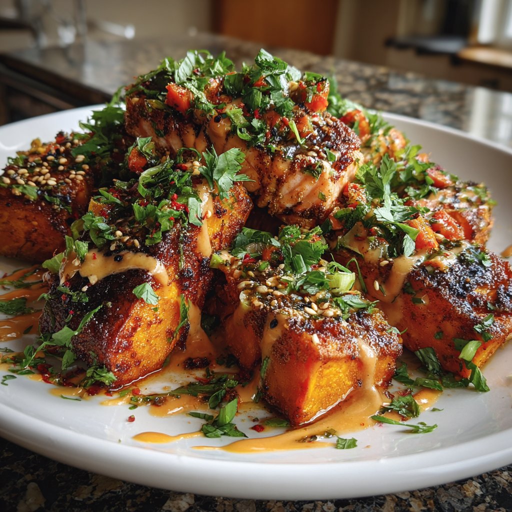 Spicy Sweet Potato and Salmon