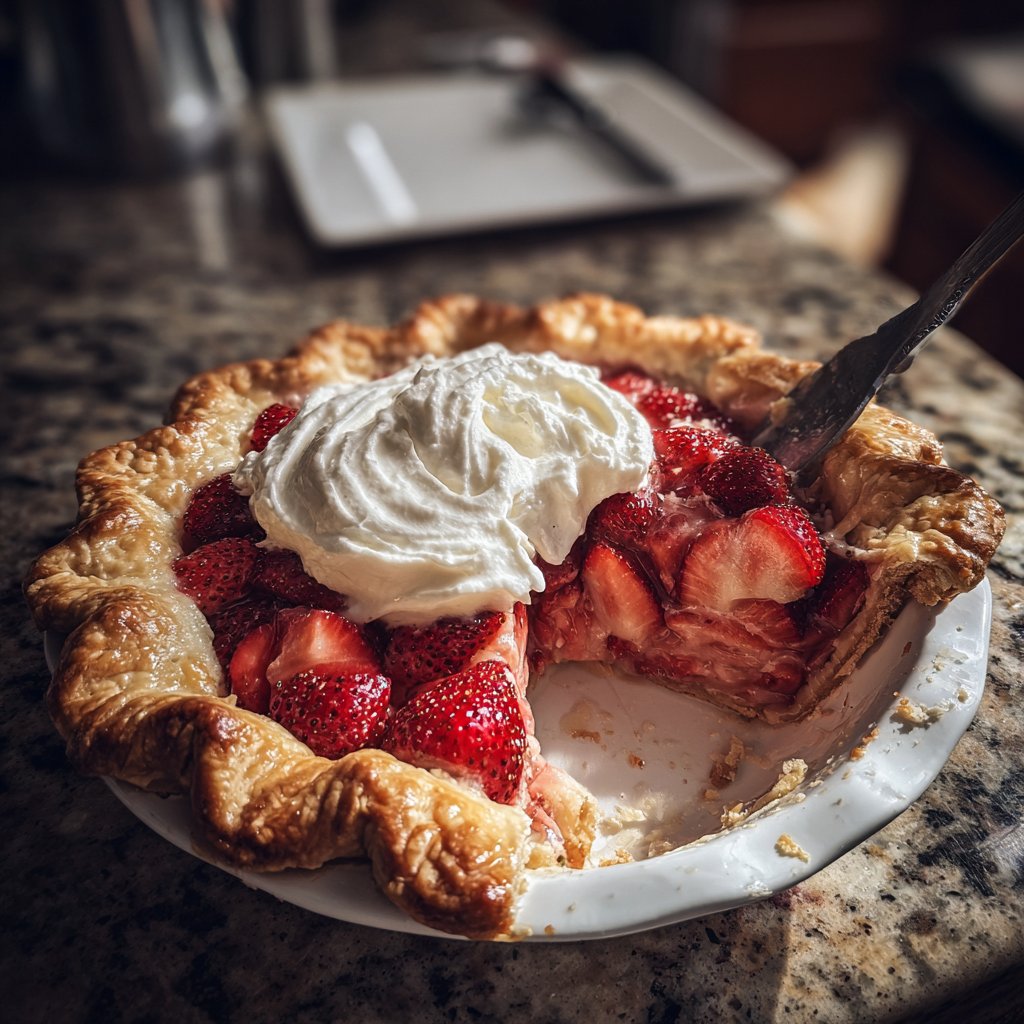Flaky Strawberry Pie with Cream