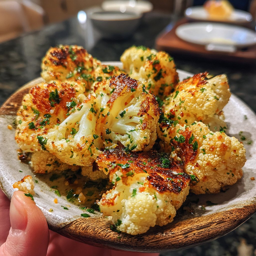 Spicy Garlic Roasted Cauliflower