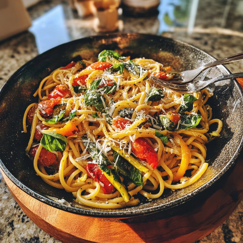 Garlic Olive Oil Pasta Primavera