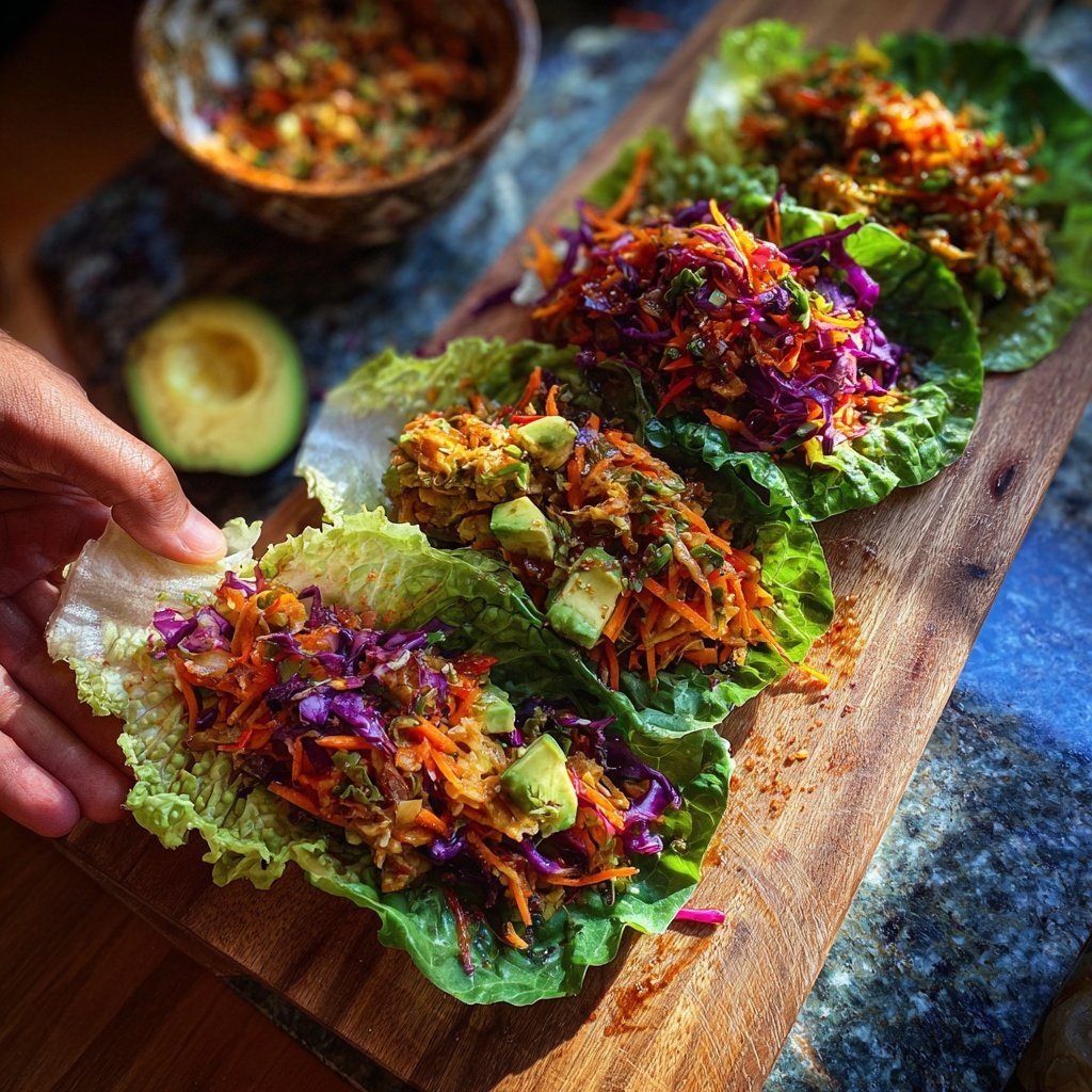 Rainbow Vegetable Lettuce Wraps